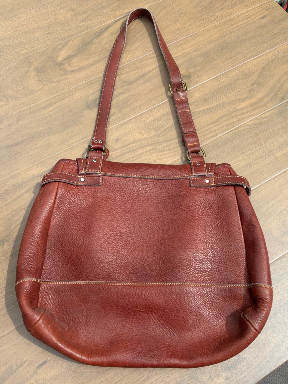 Vintage Roots Genuine Leather Satchel Shoulder Bag in Brick Red - Picture 2 of 8